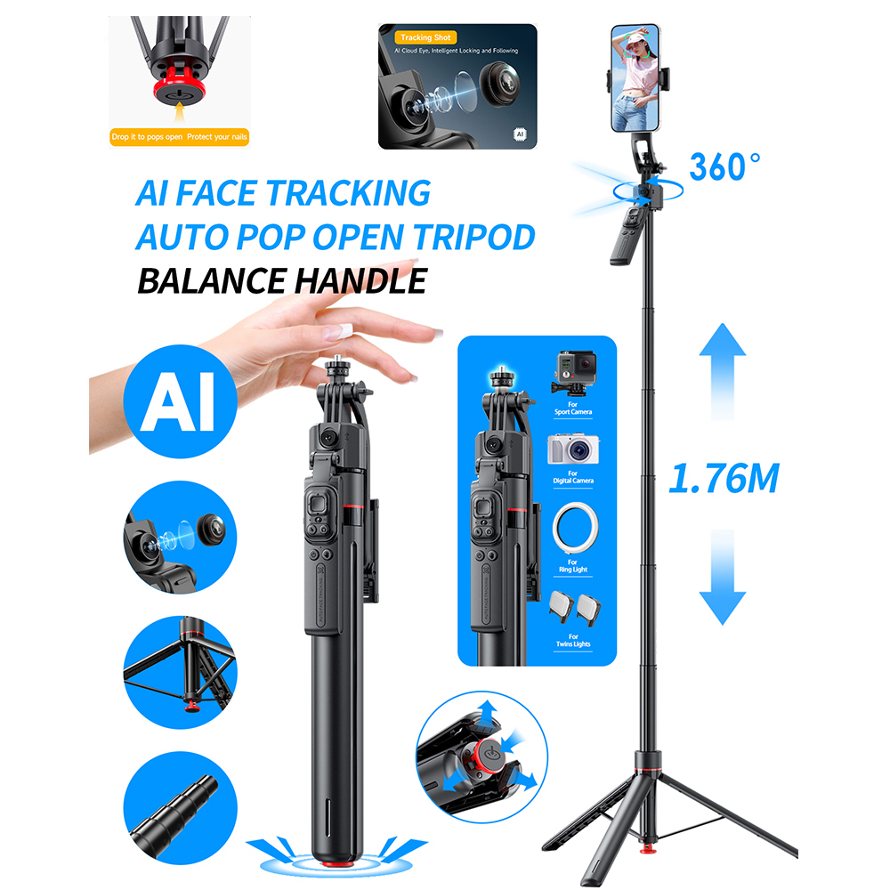 Auto Tracking Tripod - AI Gimbal Trípode Jumping Selfie Stick