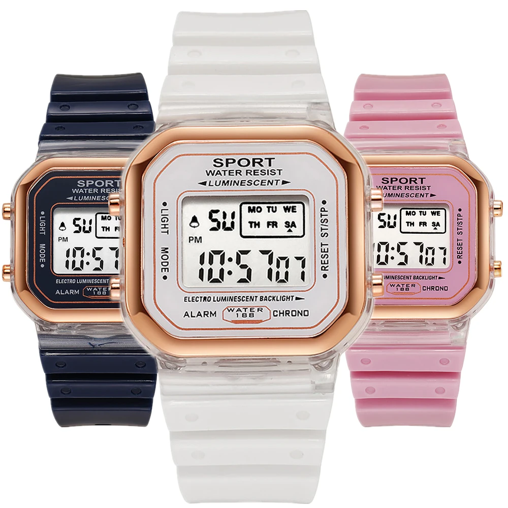 Digital Alarm Clock - Reloj electrónico transparente para estudiantes de