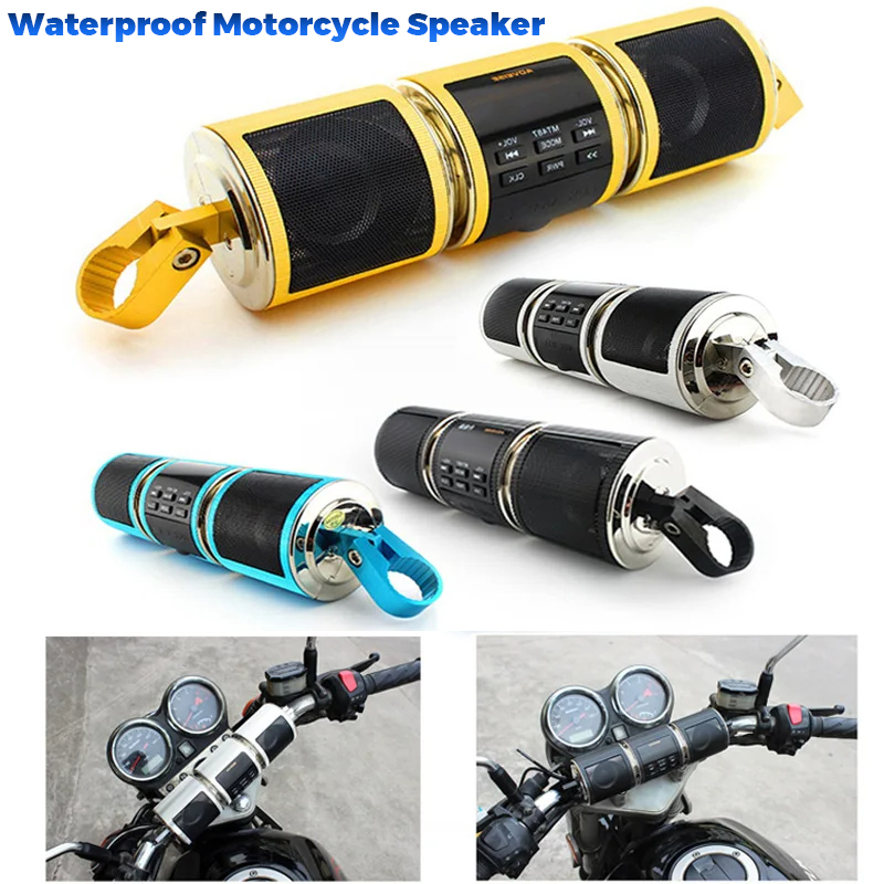 Bluetooth Speaker Waterproof - Audio para motocicleta, Radio FM, AUX,